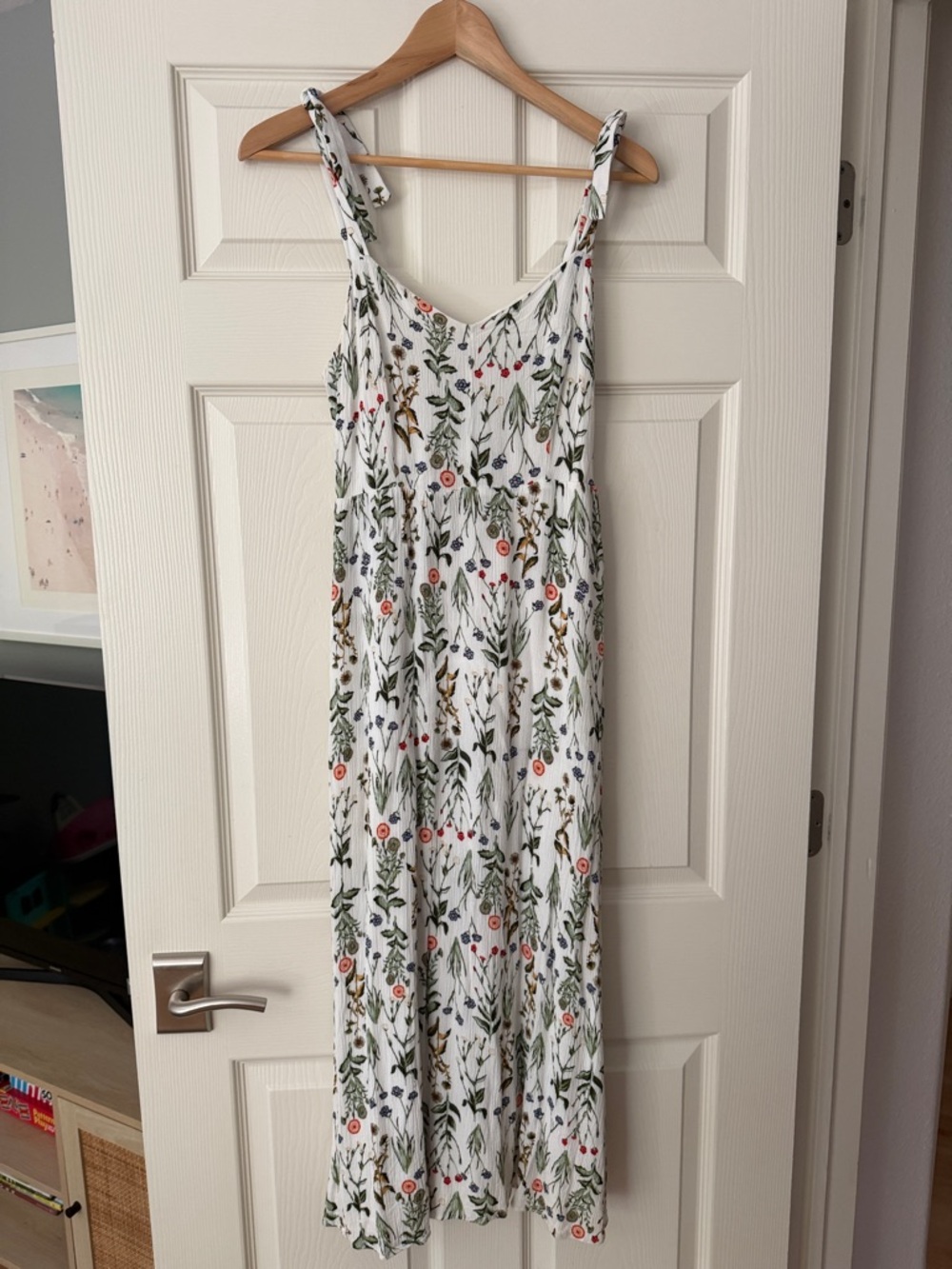 Tabitha Webb Floral White Summer Maxi Dress with Adjustable Tie Straps